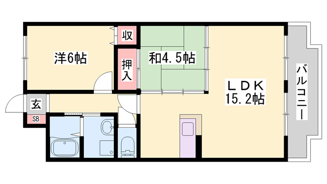 スタットニューヘン英賀保(2LDK/1階)の間取り写真