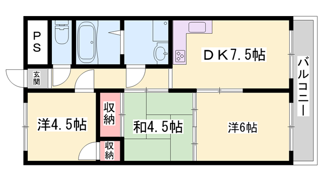 リープラス滝野社(3DK/2階)の間取り写真