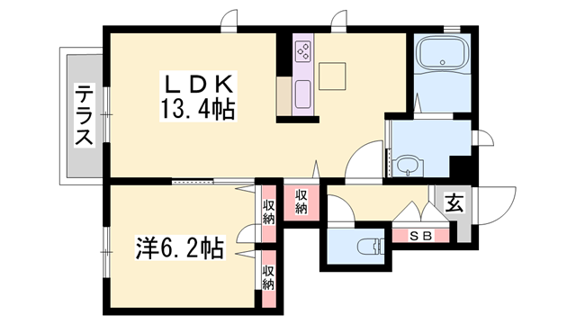 シャーメゾン西明石Ⅰ(1LDK/1階)の間取り写真