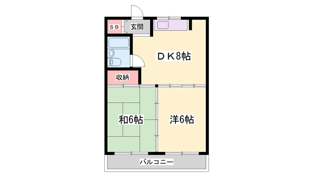 ソルテリアユタカ(2DK/1階)の間取り写真