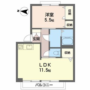 メゾンハリマ(1LDK/2階)の間取り写真