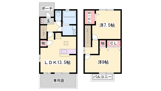 ローズコート雅(2LDK/1階)の間取り写真