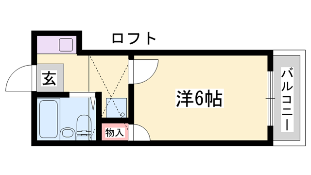 加古川第16(1K/2階)の間取り写真