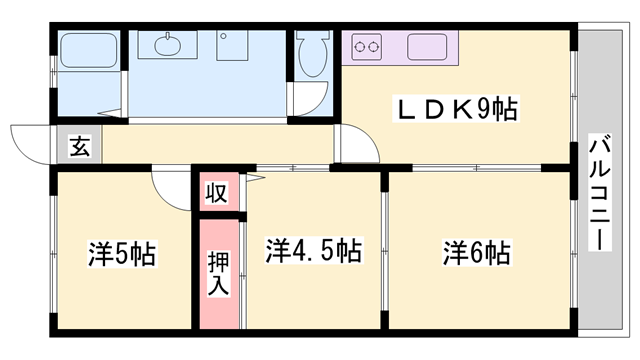 メゾン東加古川(3LDK/2階)の間取り写真