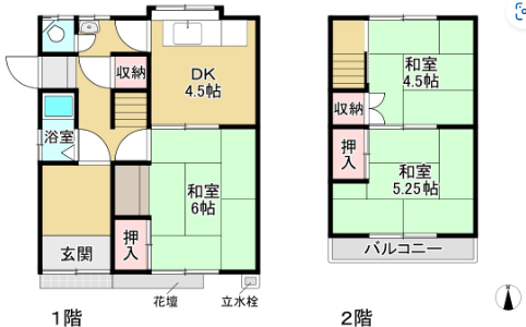 姫新線 播磨高岡駅 徒歩10分 2階建 築48年(3DK)の間取り写真
