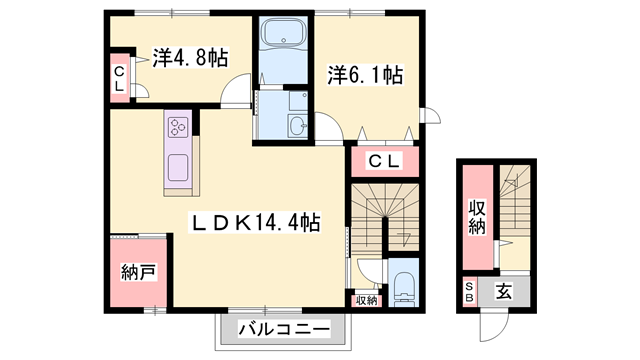 ベル・フロンテ(2LDK/2階)の間取り写真
