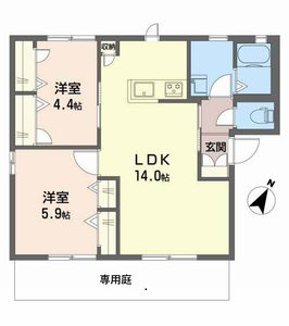 サンコート赤坂(2LDK/1階)の間取り写真