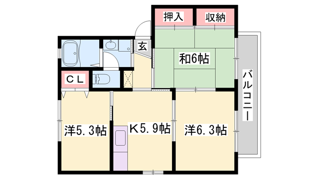 シャーメゾン志保(3DK/2階)の間取り写真