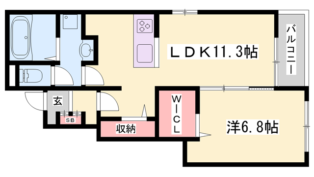 フレーシュM(1LDK/1階)の間取り写真