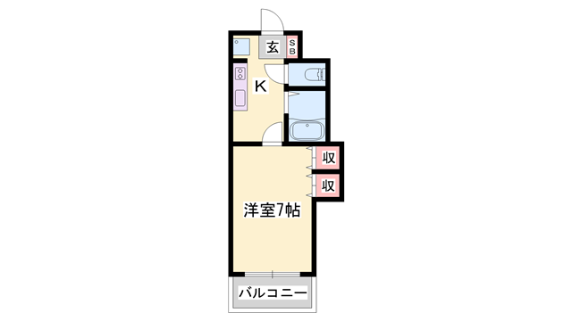 ジュネス保城(1K/5階)の間取り写真