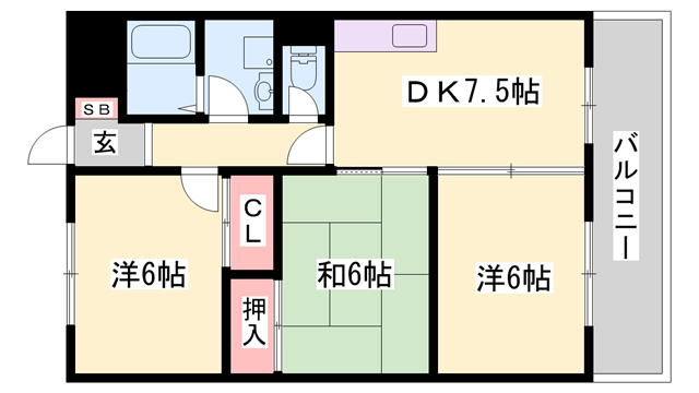 タウンズイノウエ(3DK/3階)の間取り写真