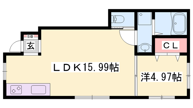 BLANCIA(1LDK/1階)の間取り写真