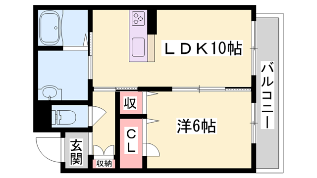 シャーメゾンバミューダグラス(1LDK/2階)の間取り写真