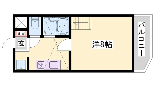 ジュネス鴨池Ⅰ(1K/4階)の間取り写真