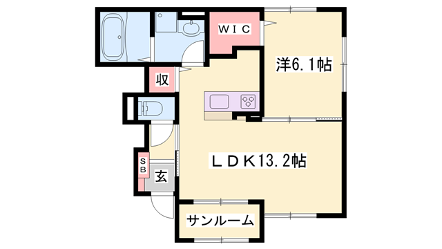 マジェスティⅡ(1LDK/1階)の間取り写真