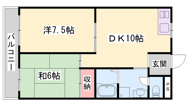 サニーハイム東出口(2DK/3階)の間取り写真