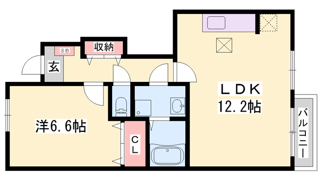 アンソレイユ(1LDK/1階)の間取り写真