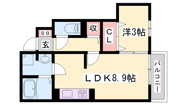 FORTUNA(1LDK/1階)の間取り写真