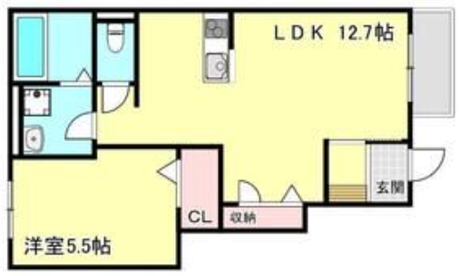 ハイムレトア飾東C(1LDK/1階)の間取り写真