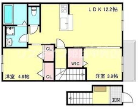 ハイムレトア飾東C(2LDK/2階)の間取り写真