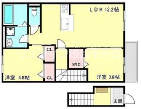 ハイムレトア飾東A(2LDK/2階)の間取り写真