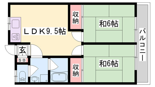 小林ハイツ(2LDK/2階)の間取り写真