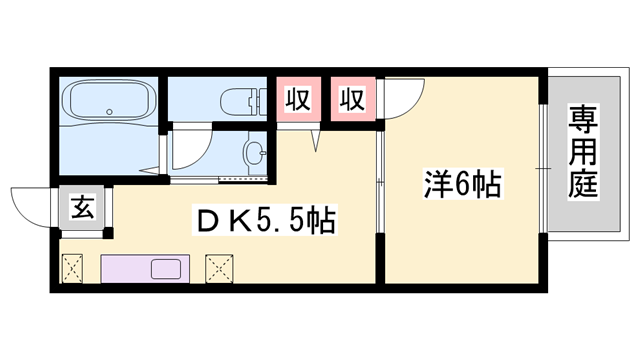 ラポール弐番館(1DK/1階)の間取り写真