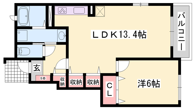 アイリスガーデンB(1LDK/1階)の間取り写真