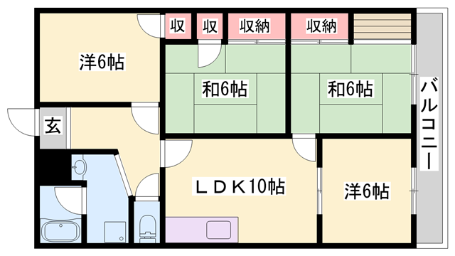 さつきビル(4LDK/7階)の間取り写真