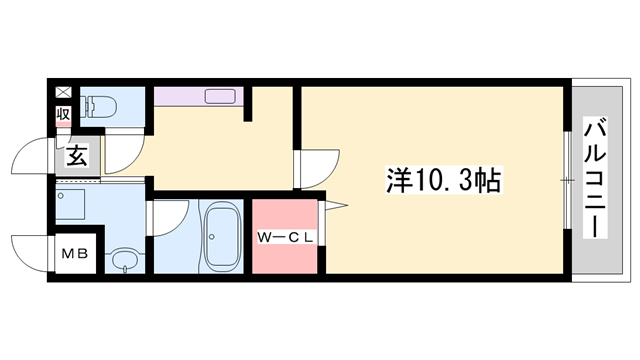 シャトー揚羽(1K/3階)の間取り写真