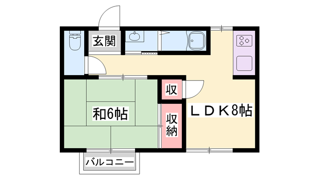 ハイツ千年藤(1LDK/2階)の間取り写真