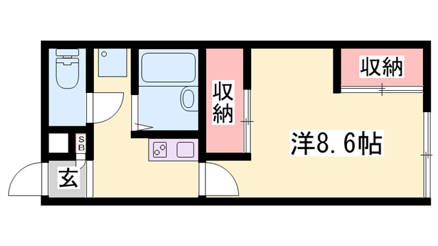 シティライフ保城Ⅱ(1K/1階)の間取り写真