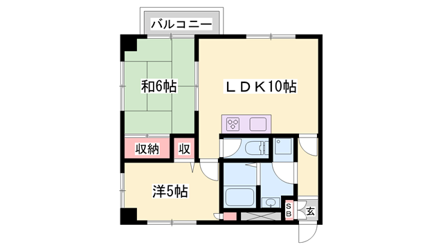 ハイツゆめさき(2LDK/1階)の間取り写真