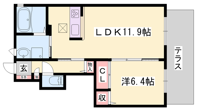 シャーメゾン八幡(1LDK/1階)の間取り写真