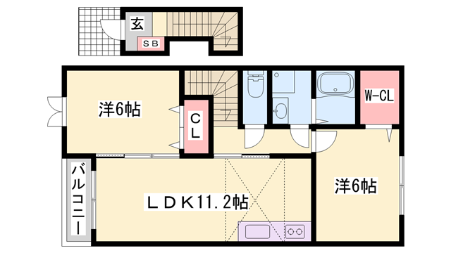 フリーデ・K(2LDK/2階)の間取り写真