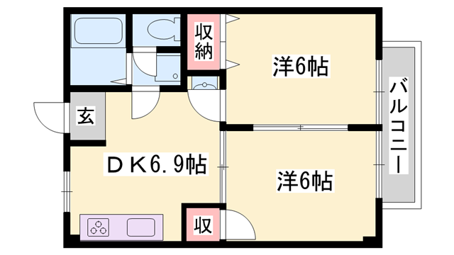 サンシャイン堂本(2DK/1階)の間取り写真