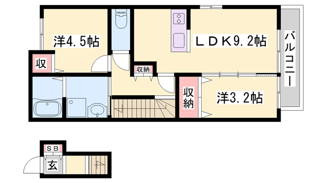 BLINK四郷(2LDK/2階)の間取り写真
