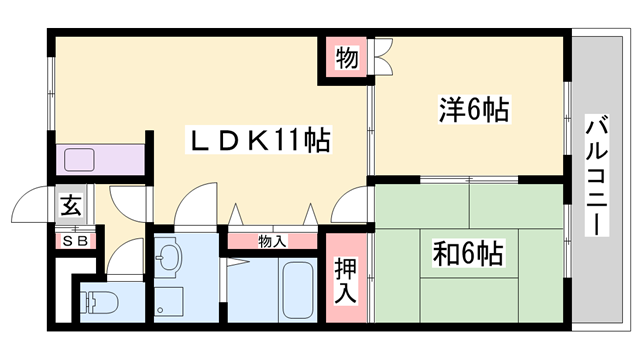 クオリティーハイム(2LDK/2階)の間取り写真