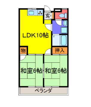 ハイツやまびこ(2LDK/2階)の間取り写真