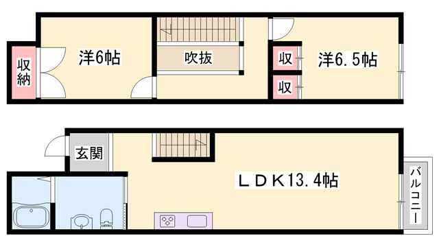 KITANO HOUSE(2LDK/2階)の間取り写真