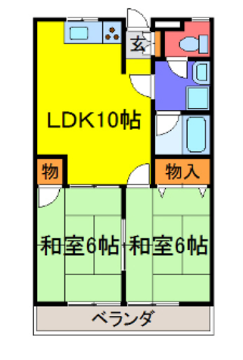 ハイツ船元(2LDK/2階)の間取り写真