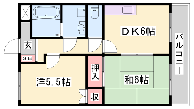 第329川辺ビル(2DK/2階)の間取り写真