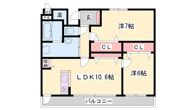 ビューティフルライフ(2LDK/5階)の間取り写真