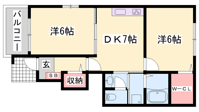 ルシオール(2DK/1階)の間取り写真