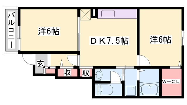 パレドール大浜Ⅰ(2DK/1階)の間取り写真