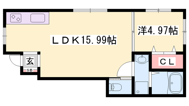 BLANCIA(1LDK/1階)の間取り写真