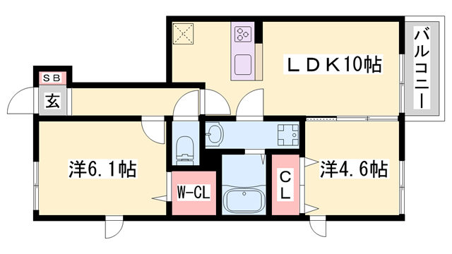 サンロイヤル(2LDK/1階)の間取り写真