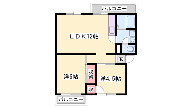 インタービレッジ網干駅前(2LDK/3階)の間取り写真