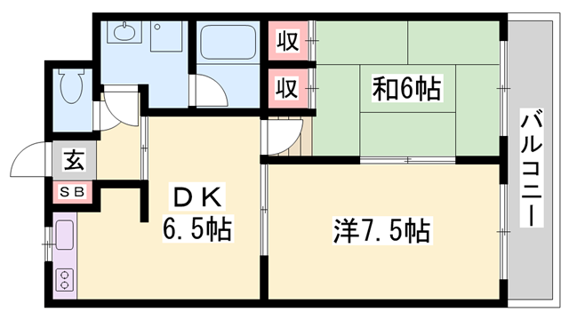 やしろ中村コーポ B棟(2DK/1階)の間取り写真