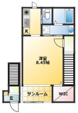CREATIO(1K/2階)の間取り写真